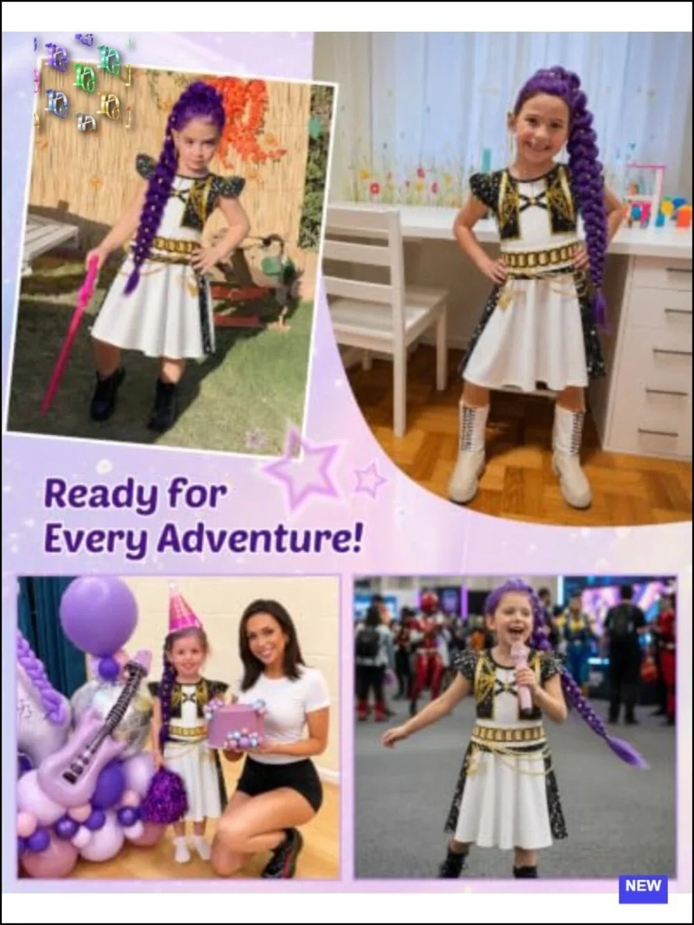 Kids Pop Singer Costume Dress with Matching Wig and Accessories